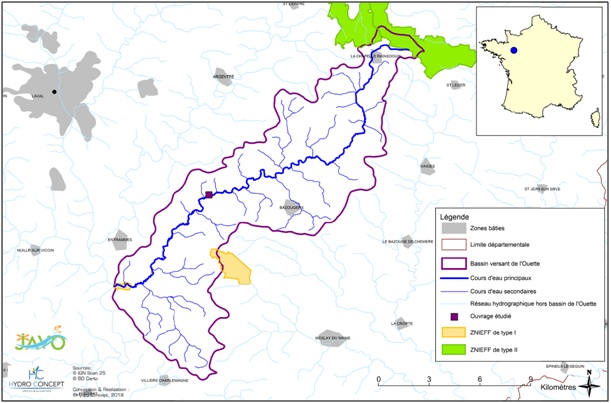 Cartographie du bassin versant de l'Ouette