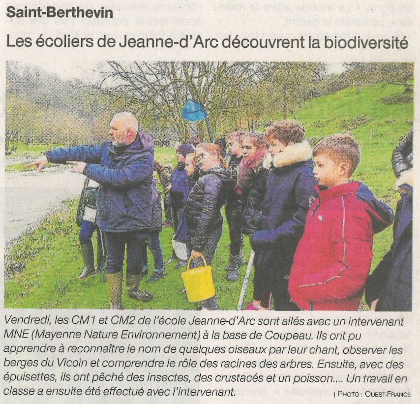 OF du 12/02/2020 - Découverte de la biodiversité - Ecoliers de ST BERTHEVIN